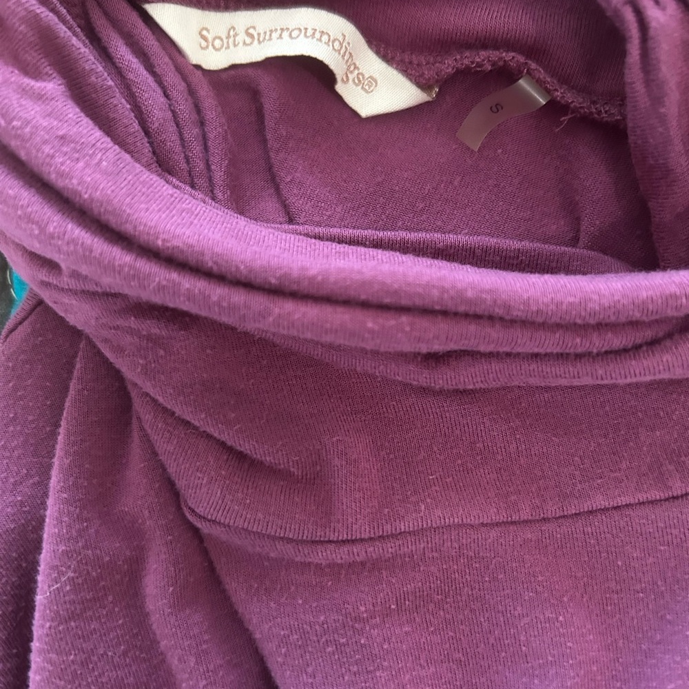 Soft Surroundings Plum Ruched Turtleneck Top | Size S - Picture 8 of 12